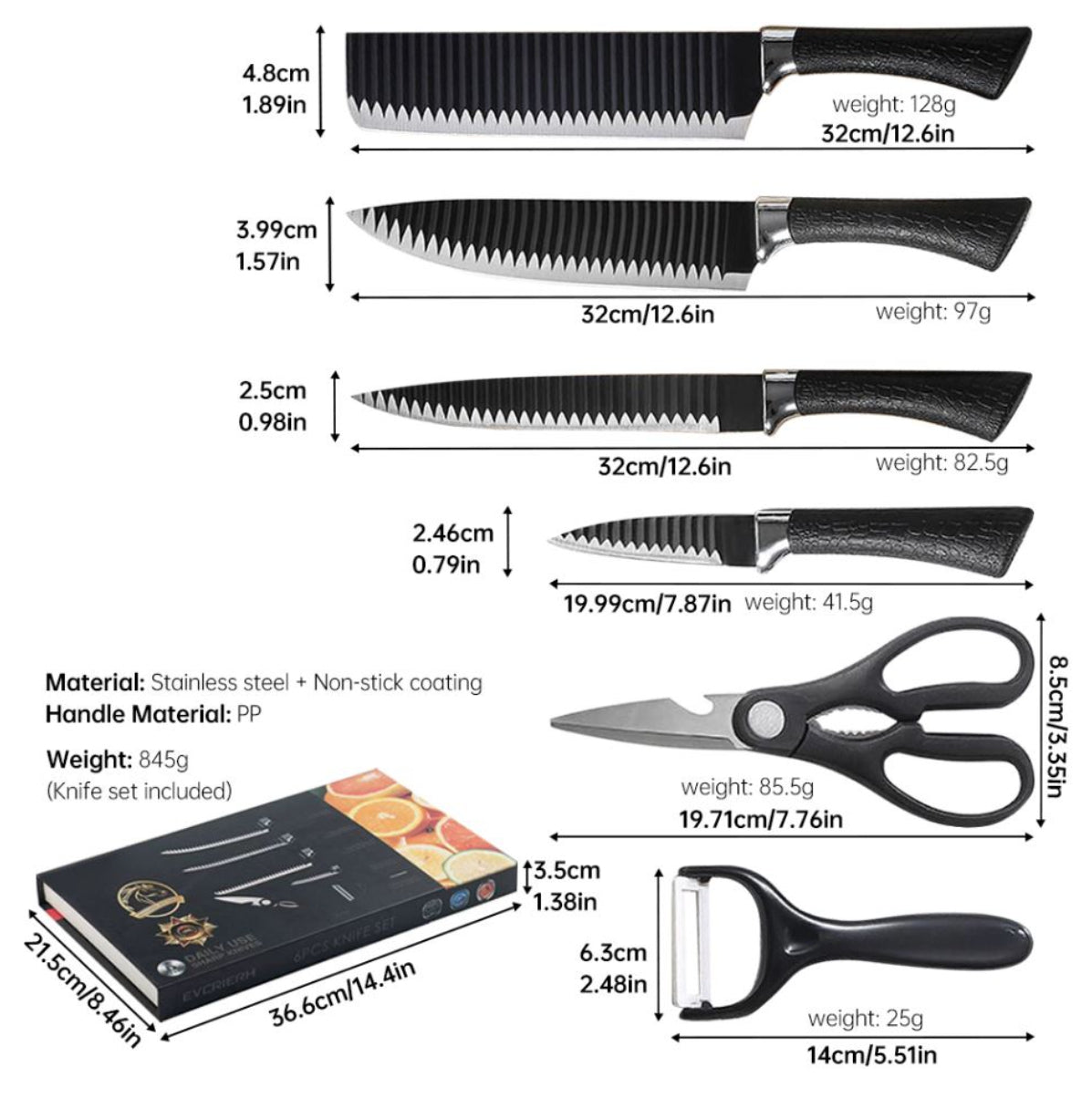 Set Cuchillos Profesional 6Pzs Pela papa