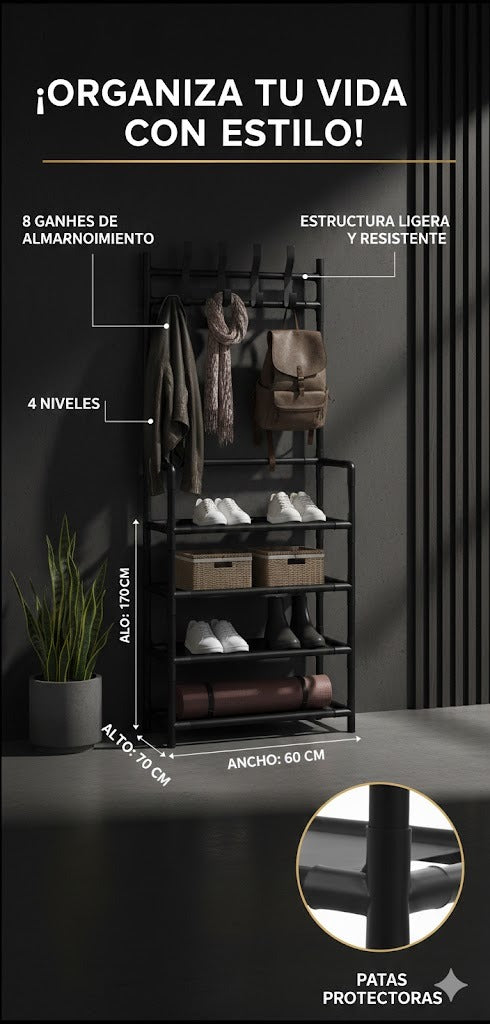 Home Balance Shelf - Estantería Vertical con Ganchos Multifunción