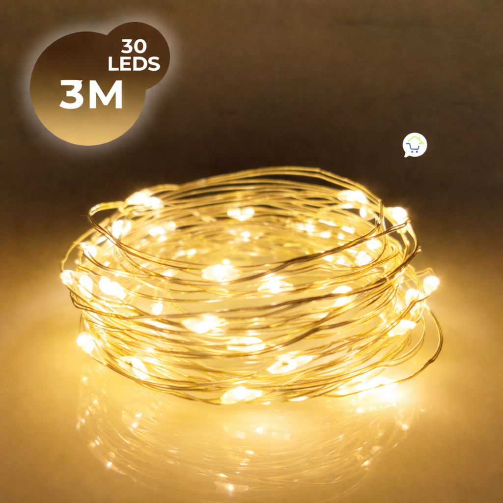 Luces LED Decorativas 3M con Pilas Incluidas y Alambre Flexible