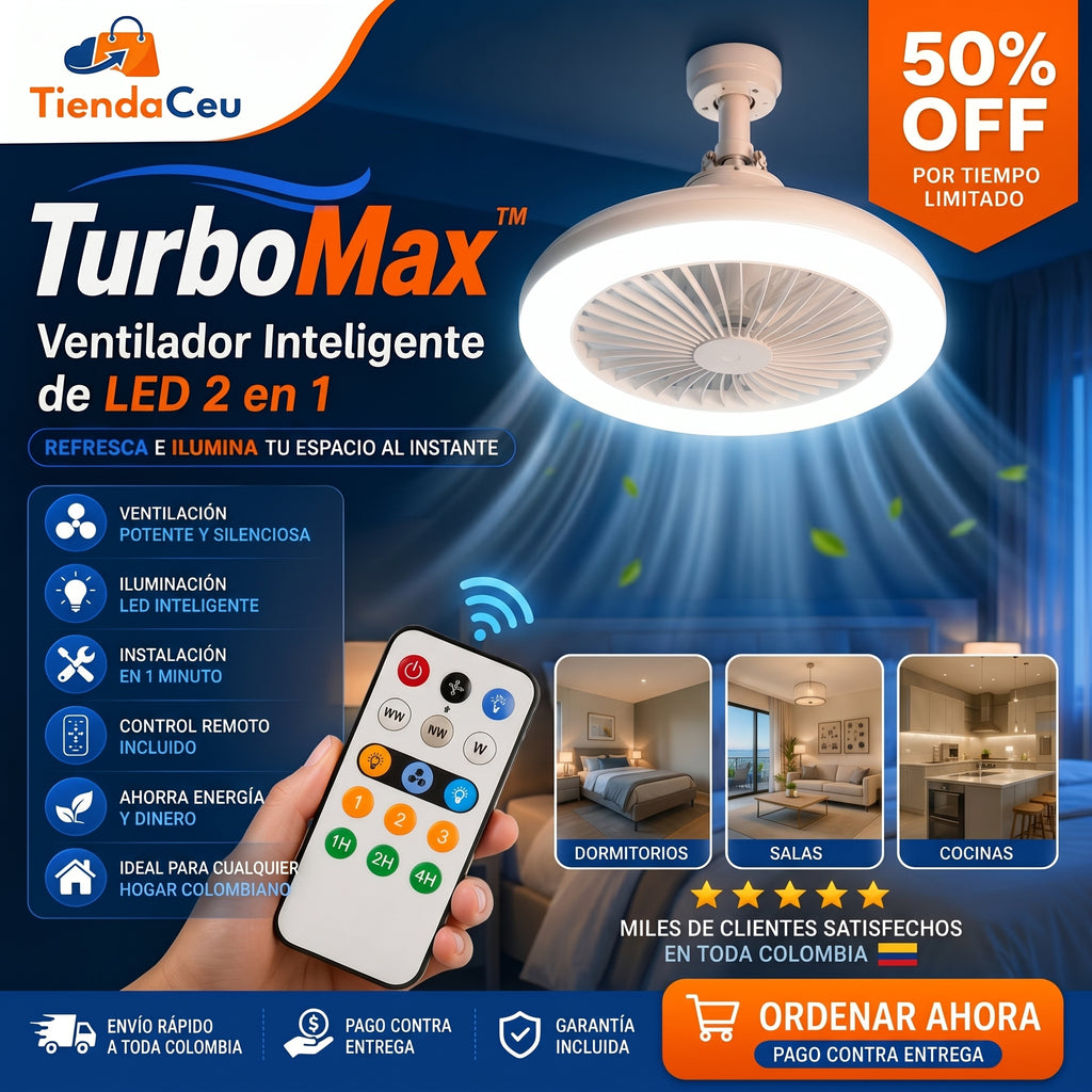 TurboMax™ - Ventilador Inteligente de LED 2 en 1